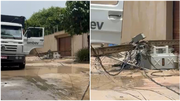 Funcionário morre após ser atingido por poste derrubado por caminhão de bebidas na Praia do Cumbuco