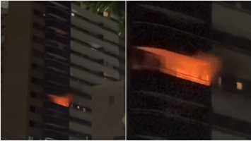 Incêndio atinge apartamento de prédio no Meireles, em Fortaleza